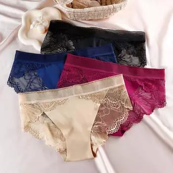 Бесшовные женские трусики больших размеров, сексуальные прозрачные кружевные трусики, женские дышащие трусы с подтяжкой бедер, женские трусы S чёрный