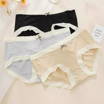 Бесшовные женские трусики Ice Silk, мягкое и удобное нижнее белье, антибактериальное нижнее белье для промежности L чёрный