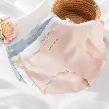 Бесшовные женские трусики из ледяного шелка, однотонные, женские, тонкие, дышащие, из чистого хлопка, антибактериальные, с промежностью, со средней посадкой L чёрный