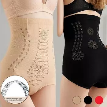 Бесшовные женские трусики с контролем живота, высокая талия, плоские трусики для коррекции живота, нижнее белье для похудения, антибактериальные трусы M чёрный