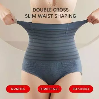 Бесшовные женские трусики с высокой талией, хлопковые трусы больших размеров, менструальные трусики для коррекции фигуры, нижнее белье для похудения с подтяжкой бедер M красный