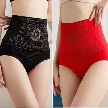 Бесшовные женские трусики с высокой талией, трусики с плоским животом, корректирующее фигуру, нижнее белье, удобные послеродовые брюки для живота, трусы M чёрный