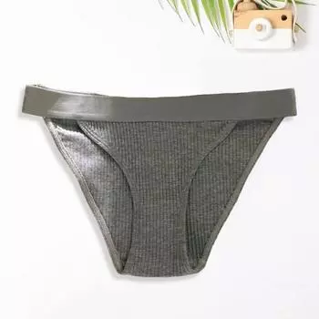 Бесшовные женские трусы с эластичным поясом и низкой посадкой, мягкие однотонные хлопковые трусы в рубчик L абрикосовый