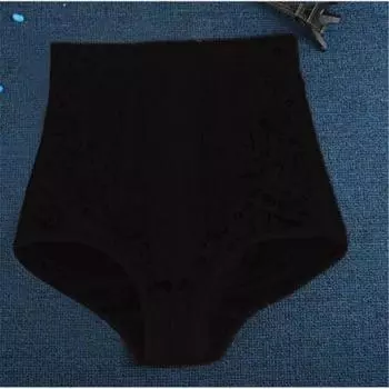 Бесшовные женские трусы с высокой талией для похудения, корректирующие животик, корректирующее белье, женское нижнее белье-корсет M чёрный