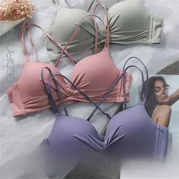 Бесшовный бюстгальтер без косточек для большой и боковой груди - сексуальный, красивый дизайн спины single piece, 34/75(AB Tong Cup) зелёный