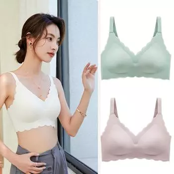 Бесшовный бюстгальтер большого размера, нижнее белье без стального кольца, спортивный бюстгальтер для сна, для женщин 75B зелёный
