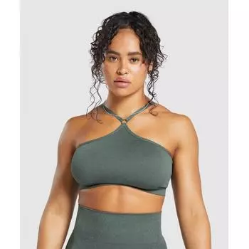 Бесшовный бюстгальтер GYMSHARK Adapt Fleck с воротником-халтером, темно-бирюзовый, темно-бирюзовый, null B6A2E TBNS XXS