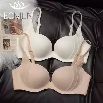 Бесшовный бюстгальтер Push-up с чашками, удобный бюстгальтер с маленькой грудью, нижнее белье с фиксированной чашкой, простой, без стального кольца, поднимающий бюстгальтер 34 чёрный