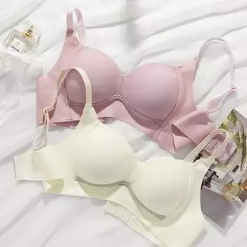 Бесшовный бюстгальтер с плоской грудью для средней школы с чашкой, простой бюстгальтер из ледяного шелка, милый консервативный бюстгальтер 70A белый