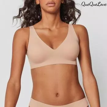 Бесшовный бюстгальтер с V-образным вырезом, без косточек, большой съемный бюстгальтер с мягкой поддержкой и удобными чашечками S