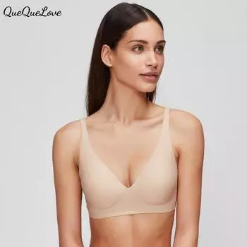 Бесшовный бюстгальтер-желе для женщин, глубокий V-образный вырез, тонкая мягкая поддержка, удобная большая грудь, маленькая U-образная спинка, сексуальный бюстгальтер, чехол S розовый
