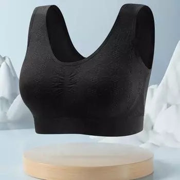 Бесшовный голый аммиачный хлопок, удобренная и увеличенная дышащая фиксированная чашка, позволяет носить бюстгальтер весом 90-85 кг. One size fits all чёрный
