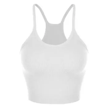 Бесшовный камзол, женский жилет для йоги, спортивный укороченный топ в рубчик, вязаный топ для бега, женский модный жилет S белый