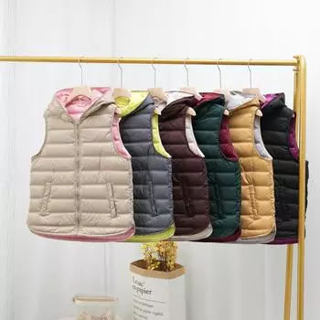 Бесшовный клей 2024 Осень и зима Легкий пуховый жилет Женский короткий белый утиный пух Легкий тонкий жилет с капюшоном M бордовый