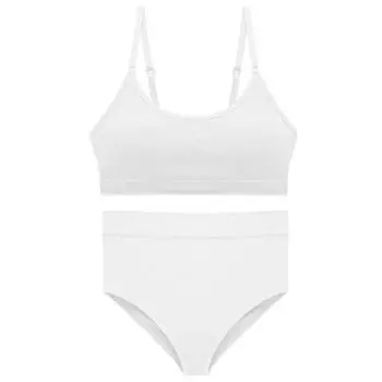 Бесшовный комплект женского нижнего белья с высокой талией, трусики с тонкой подкладкой и регулируемыми бретелями, женский удобный костюм без косточек M(40-55KG) синий