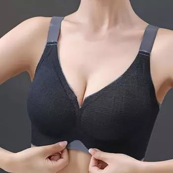 Бесшовный повседневный бюстгальтер для женщин, двухцветный кружевной бюстгальтер с тиснением без косточек W, поддерживающий бюстгальтер без косточек для сна, бюстгальтер до размера L зелёный