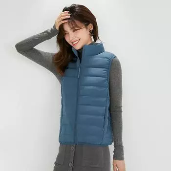 Бесшовный пуховый жилет Новый женский легкий и тонкий короткий жилет внутренняя майка женский пуховик верхняя одежда зима S белый