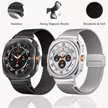 Бесшовный ремешок для Samsung Galaxy Watch Ultra Band Регулируемая магнитная застежка из нержавеющей стали для ремешка Galaxy Watch Ultra Galaxy Watch Ultra чёрный