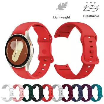 Бесшовный силиконовый ремешок для Samsung Galaxy Watch FE, мягкая дышащая пряжка-бабочка для Galaxy Watch 7, 6, 5, 4, 40/44 мм, ремешок для часов Galaxy Watch FE белый