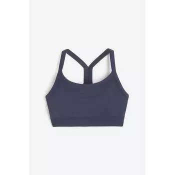 Бесшовный спортивный бюстгальтер средней поддержки HM DryMove, стальной синий