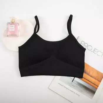 Бесшовный спортивный бюстгальтер в рубчик для женщин, нижнее белье для бега с укороченным топом с подушечками S чёрный