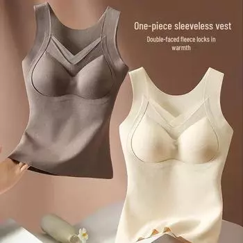 «Бесшовный терможилет с нагрудными накладками»: Формирующий фигуру, подтягивающий живот, утолщенный и теплый катионный материал. L (50-60 kg)