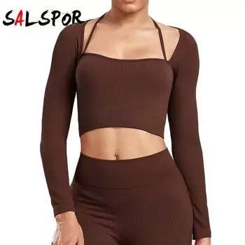 Бесшовный топ для тренажерного зала Y2K с пуш-ап, женская повседневная полосатая футболка для фитнеса, женская облегающая эластичная однотонная футболка для кокетки S синий