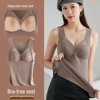 Бесшовный утепленный цельный жилет из немецкого бархата с отделкой без чашек для осени/зимы. 3XL