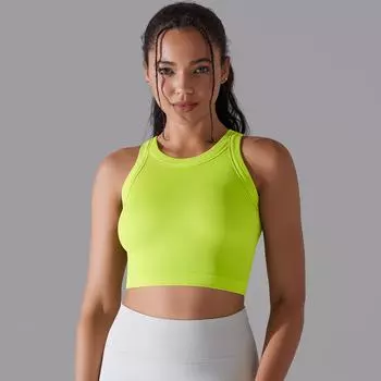 Бесшовный вязаный однотонный жилет для йоги Nessaj, спортивный топ без рукавов, топ для бега и фитнеса XS/S