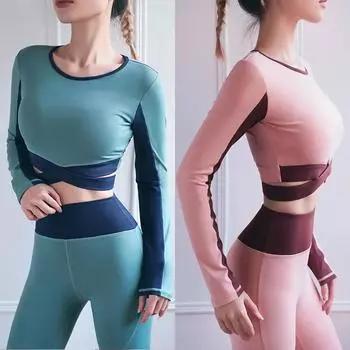 Бесшовный женский комплект для йоги, спортивная одежда для тренировок, одежда для спортзала, укороченный топ с длинными рукавами для фитнеса, леггинсы с высокой талией, спортивные костюмы XL