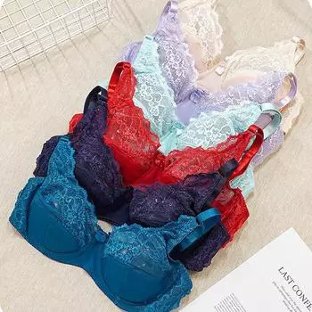 Бесшовный женский кружевной бюстгальтер с чашкой, сексуальное женское белье, бюстгальтер пуш-ап со стальным романтическим нижним бельем 85C белый