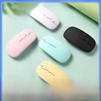 Бесшумная перезаряжаемая 2.4G беспроводная Bluetooth-мышь с рисунком в виде мультфильма — совместима с Apple и Huawei для использования в офисе Bluetooth connection розовый