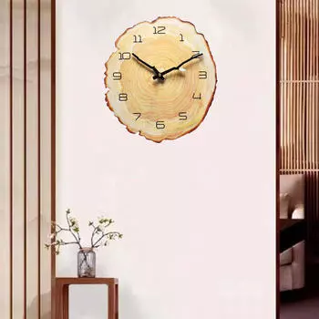 Бесшумные декоративные настенные часы из пня дерева в современном дизайне для столовой и гостиной 14 inch