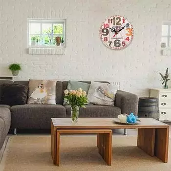 Бесшумные деревянные декоративные круглые настенные часы на батарейках настенные часы в тосканском стиле украшение для дома круглые настенные часы M68E