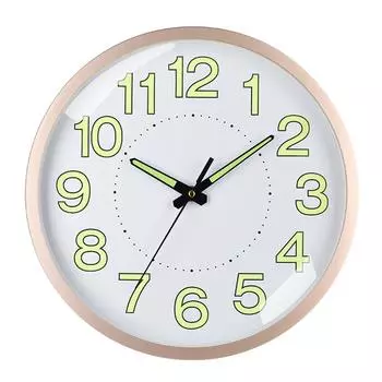 Бесшумные кварцевые часы Пластиковые настенные Светящиеся Тихие для гостиной Спальни 12 дюймов 30 см Розовое золото розовый