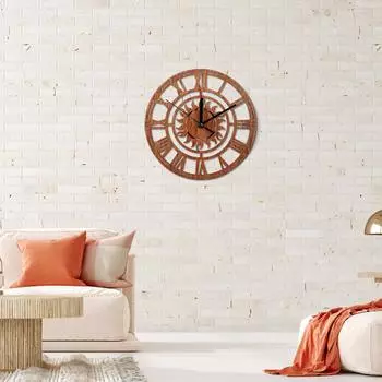 Бесшумные старинные деревянные настенные часы в винтажном стиле для дома, кухни, офиса One Size