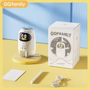 Бесшумный ароматерапевтический увлажнитель воздуха QQ: Большой объем тумана, портативный, с диффузором эфирных масел и атмосферной подсветкой, идеально подходит для домашнего или офисного рабочего стола.