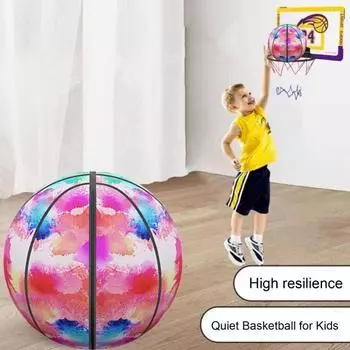 Бесшумный баскетбольный мяч с моющимся чехлом из ткани, низкий уровень шума, тренировочный детский баскетбольный мяч для дриблинга в помещении, тихая тренировка, отскок 24cm