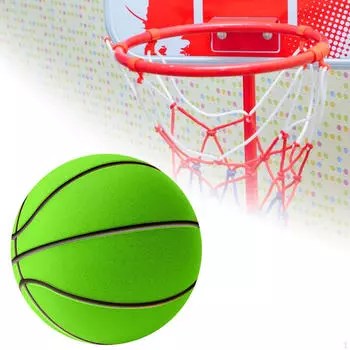 Бесшумный баскетбольный прыгающий мяч для тренировок в помещении детская игрушка Size 5 зелёный