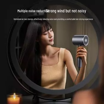 Бесшумный фен высокой мощности с отрицательными ионами VTT — без повреждений, идеально подходит для общежитий или студентов D1-D, 1400W, 4 modes,, nozzle серый