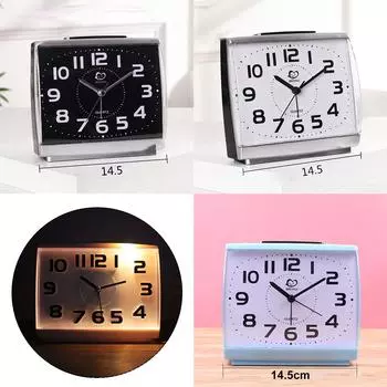 Бесшумный компактный будильник без тиканья, легко читаемые часы с батарейным питанием белый