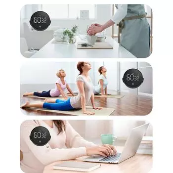 Бесшумный магнитный светодиодный цифровой кухонный таймер для кухни, приготовления душа, кабинета, саморегулирующийся поворотный будильник с обратным отсчетом белый