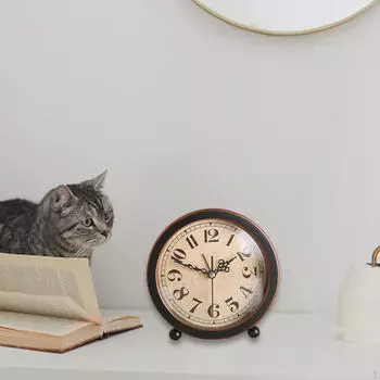 Бесшумный не тикающий винтажный ретро аналоговый будильник домашний подарок маленький для детской комнаты,