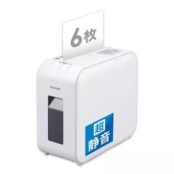 Бесшумный шредер Iris Ohyama для дома, измельчает 6 бумаг, скорость измельчения приблизительно поперечная, непрерывное использование для 10 банок, контейнер для сбора пыли, вмещает простой P6HS75C