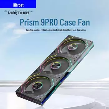 Бесшумный вентилятор охлаждения Prism 9Pro ARGB с ШИМ и контролем температуры для настольного корпуса 5 В 3-контактный forward чёрный
