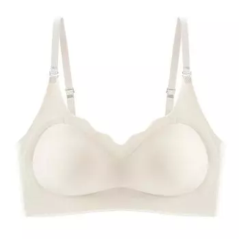 Бесследное латексное нижнее белье для женщин, собранное без стальных колец, удобный бюстгальтер для сна, встроенная фиксированная чашка S бежевый