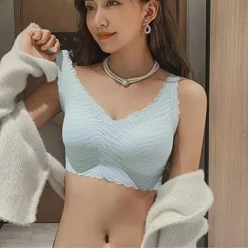 Бесследное нижнее белье большого размера, женское толстое ультратонкое нижнее белье мм, непровисающий чехол для спортивного бюстгальтера 75B чёрный