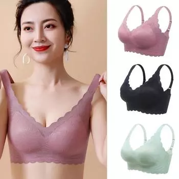 Бесследное нижнее белье большого размера, тонкий женский бюстгальтер без металлических вставок, спортивный бюстгальтер с антипровисающей спиной 75B чёрный