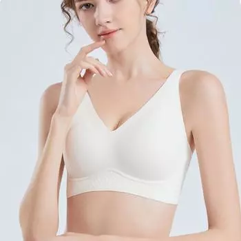 Бесследное нижнее белье, спортивный тонкий фасон без стального кольца, под грудью, противопровисающий чехол для бюстгальтера большого размера для беременных. 75C чёрный