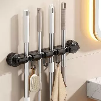 Бесследный держатель для швабры с присоской, настенный держатель для метлы, держатель для швабры для дома кофейный